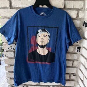 Andy Warhol graphic blue T-shirt.